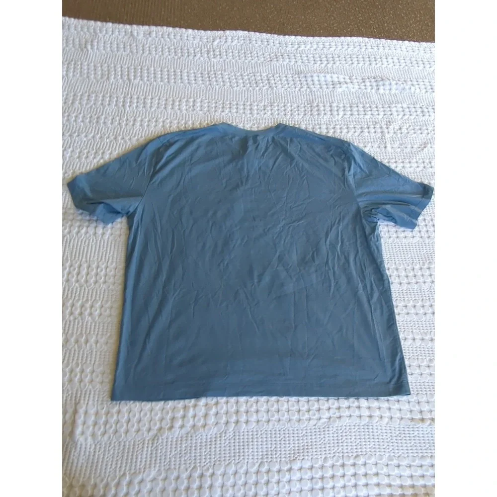 Lululemon Fundamental Short Sleeve T Shirt Blue Sz Medium Pocket - Picture 2 of 5